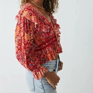🎁NWT Free People Long Sleeve Rudi Ruffle Top Small
